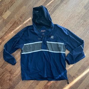 Jansport Notre Dame Jacket Windbreaker Hoodie Mens Large Blue Embroidered